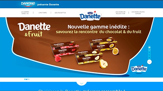 Visuel de la page d'accueil du site vitrine de Danette.